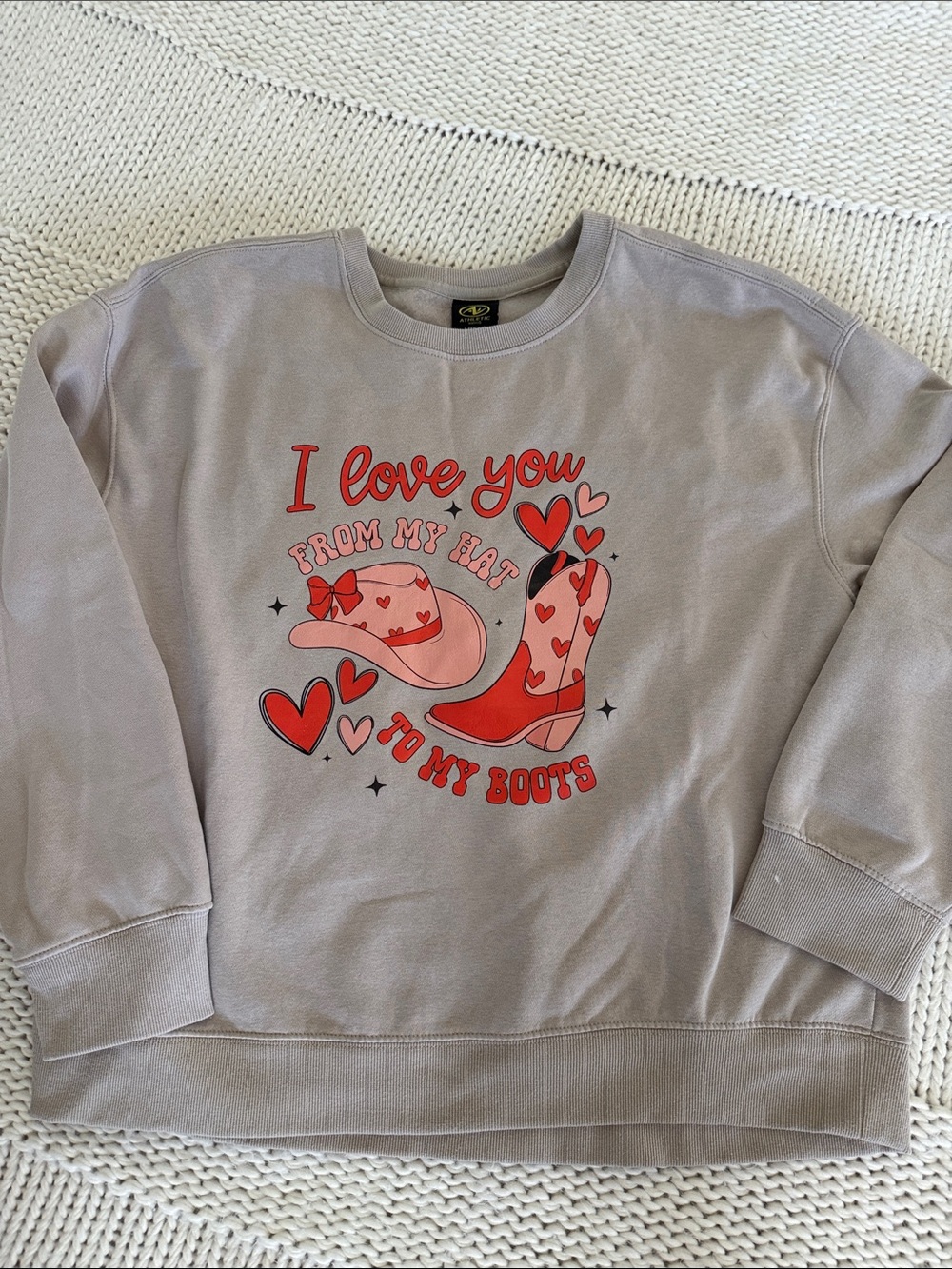 Athletic Works Cream Sweatshirt with Red Script
